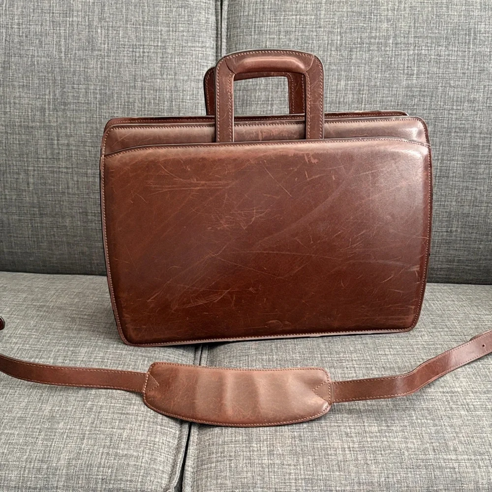 Classic Brown Leather Men's Briefcase